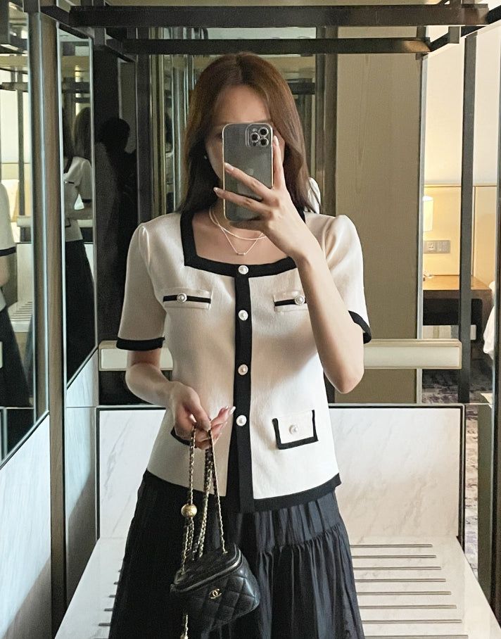 iam mari（アイアム マリ）の「Eloa Square Color Matching Button Cardigan（Tops）」