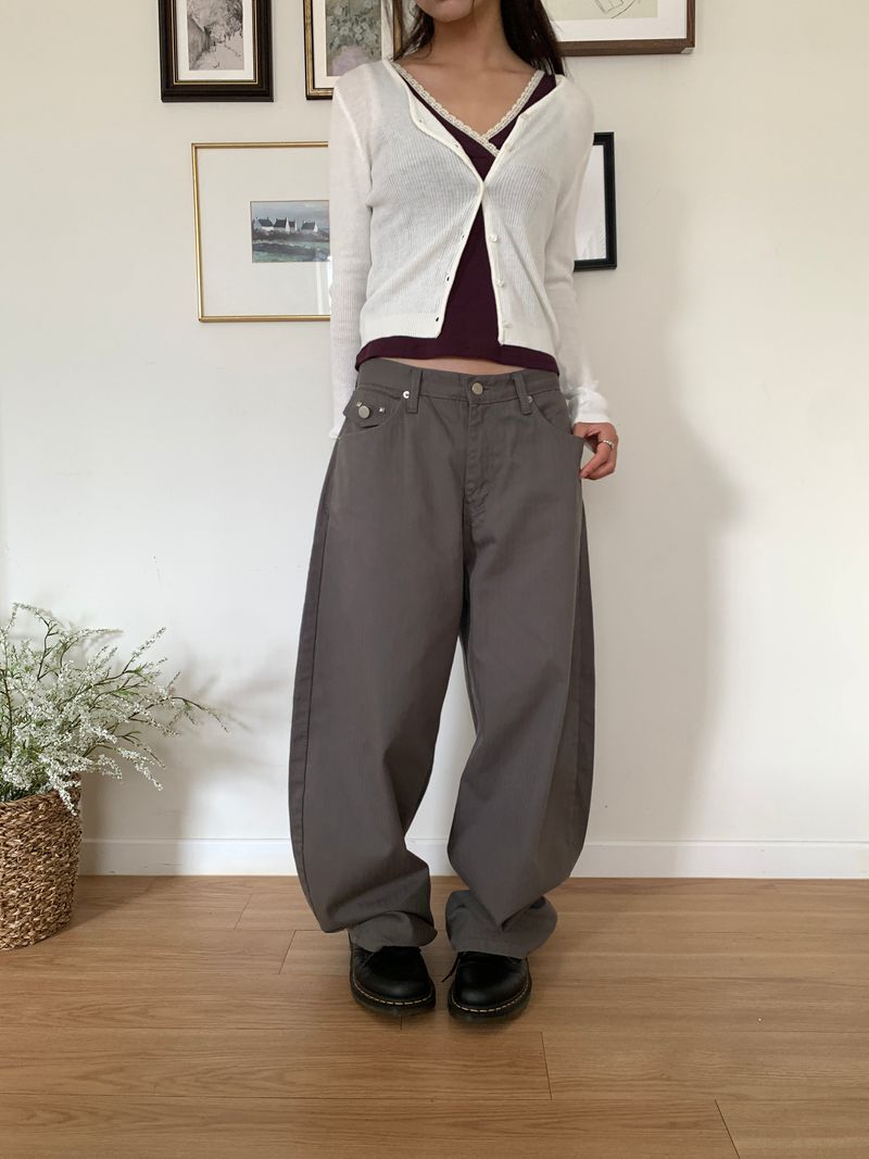 TWILL BACK POCKET STUD PANTS (3C)