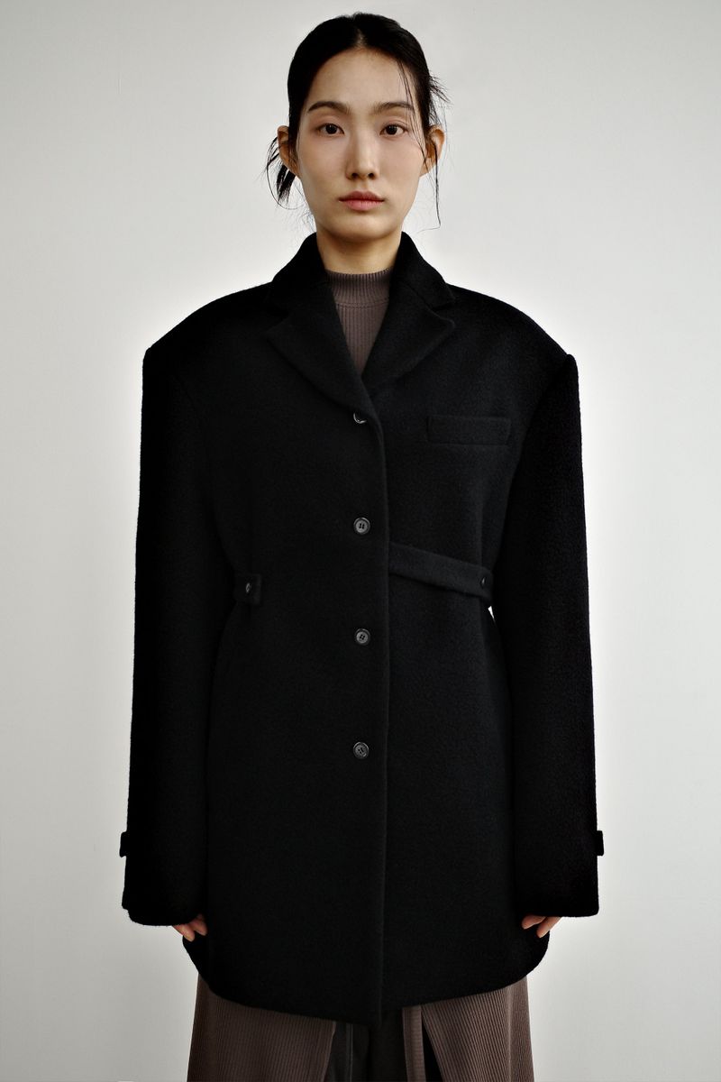 Fuzzy heavy wool coat, Black