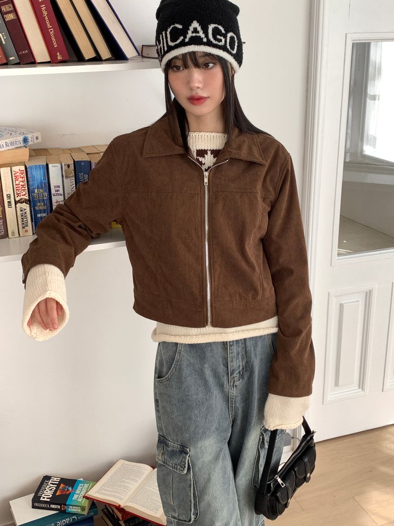 WONDER WONDER（ワンダーワンダー）の「ヒーランコーデュロイゴールデンカラークロップブルゾンジャケット（ジャケット/アウター）」