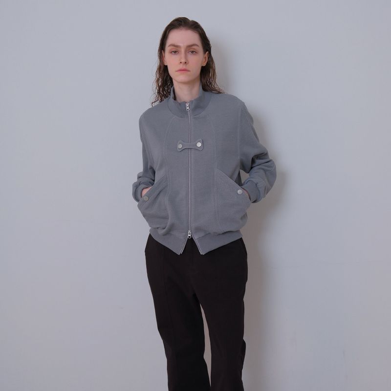 Gray Butterfly Pigment Jersey Zip-up
