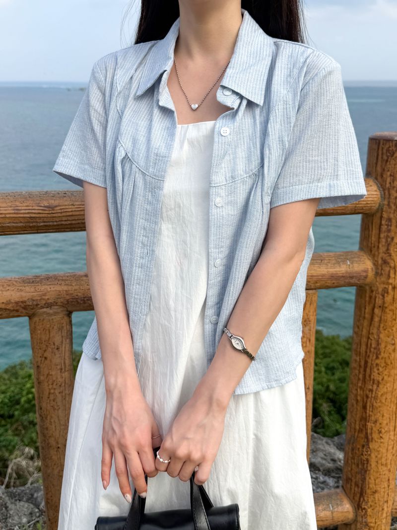 DEARBYME（ディアーバイミー）の「ロッシー シャーリング半袖シャツ（トップス）」