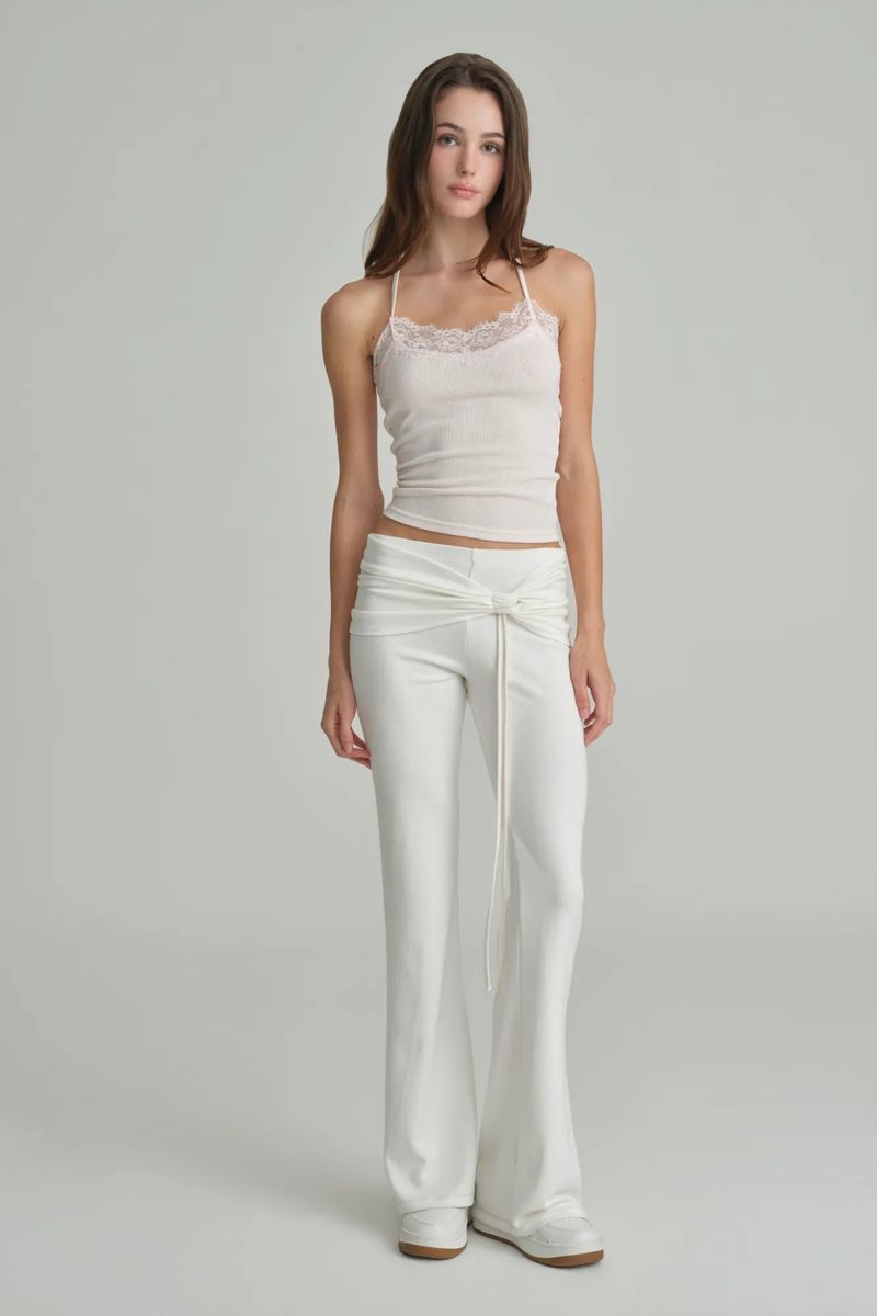 Ballet studio flare line pants, White