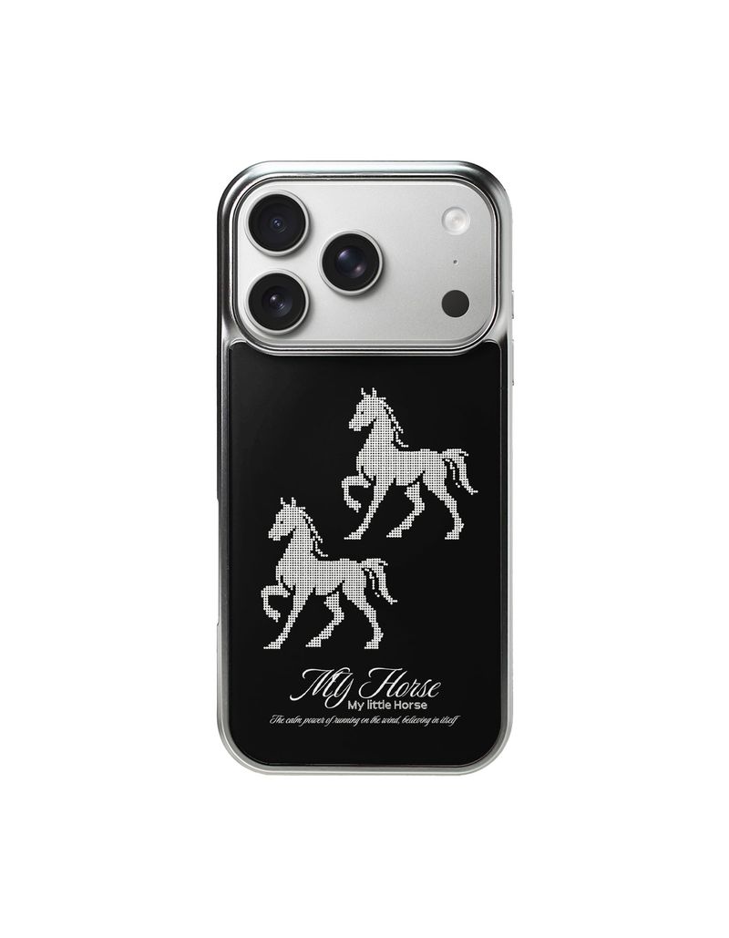 ATEK（アテック）の「ポニーマグセーフシルバーグラスバンパーケース(ブラック)（スマホグッズ/小物）」