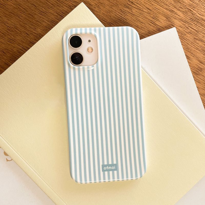 creamy blue glossy hard phone case