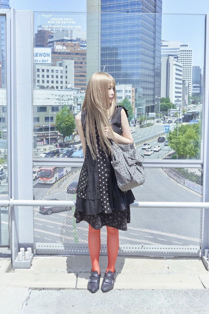 Ribbon bag (Dot-gray)
