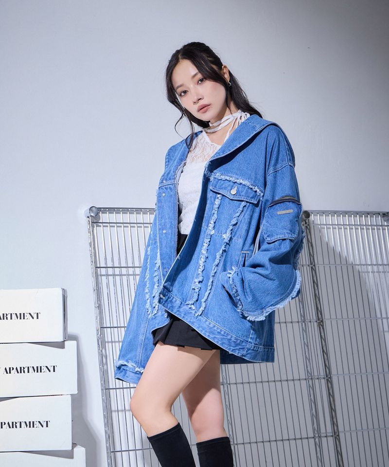 UNISEX フーディデニムジャケット