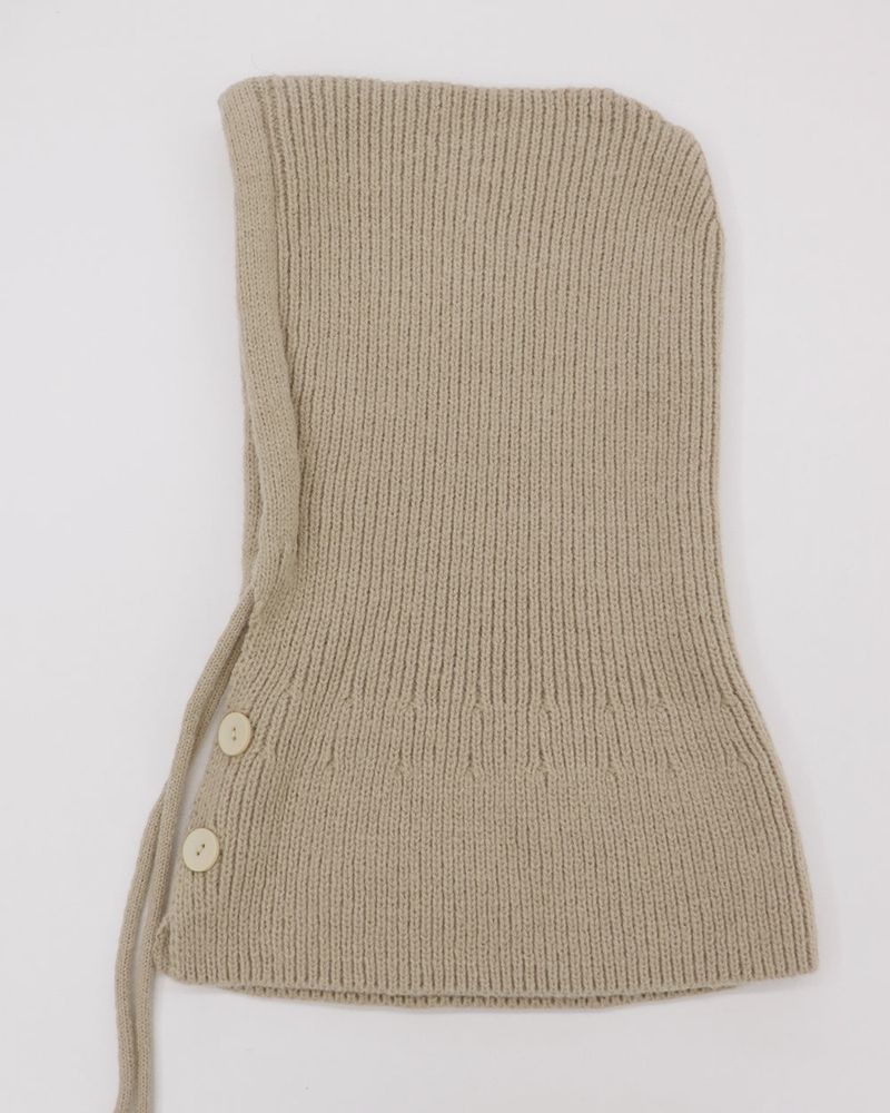 Tenu two-button hoodie knit ribbon strap balaclava