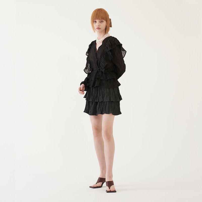 RUFFLED MINI SKIRT (BLACK)