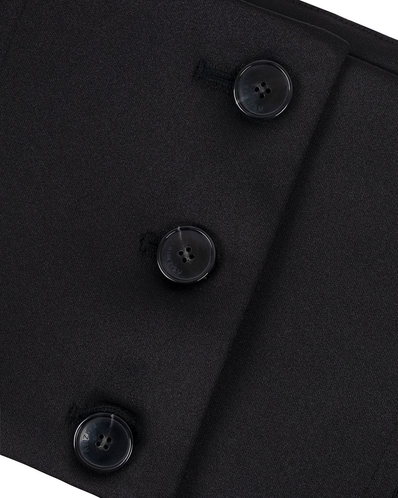 Raw Edge Button Tube Top _ Black