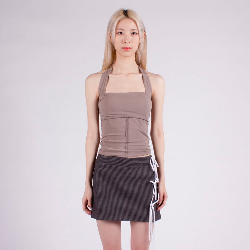 [RE-STOCK] HALTER SPAN TANK TOP / MOCHA
