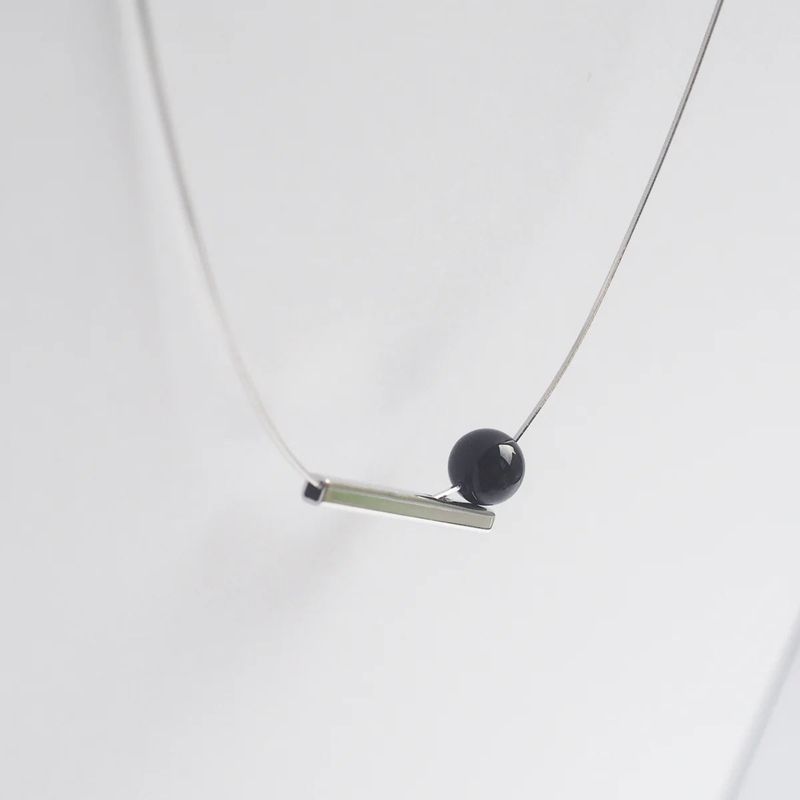 Black Agate with Tube Necklace