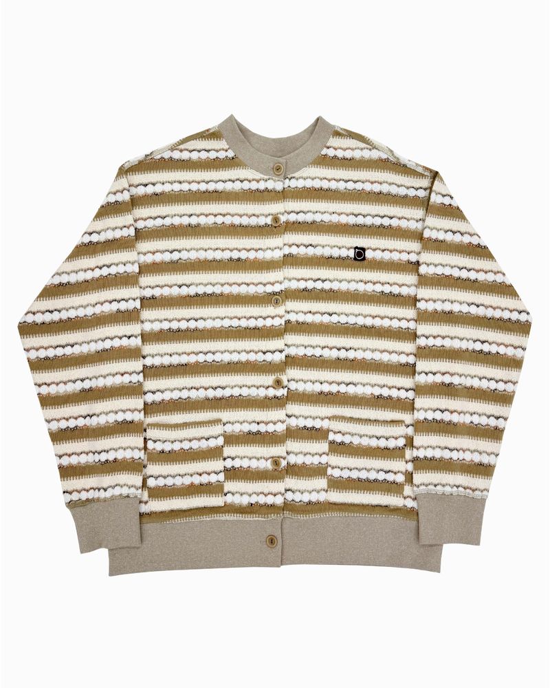 Alarm Loop Stripe Knit Cardigan - Beige