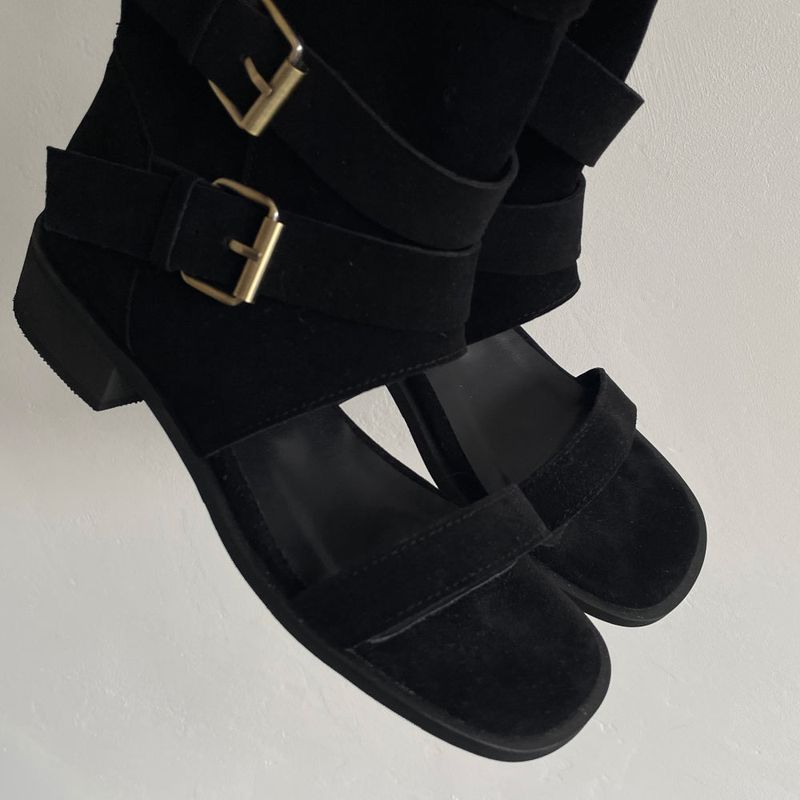 Log Open-toe Two-way Belt Summer Flap Boots