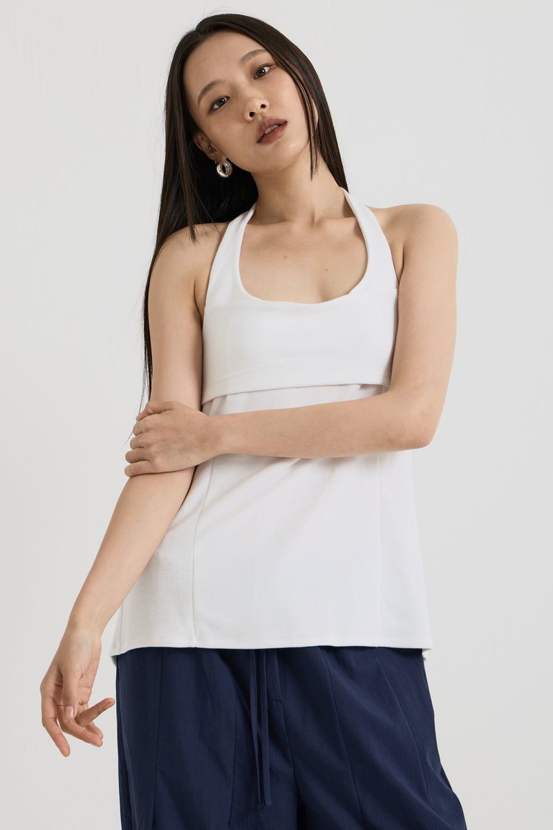 Halterneck sleeveless, White