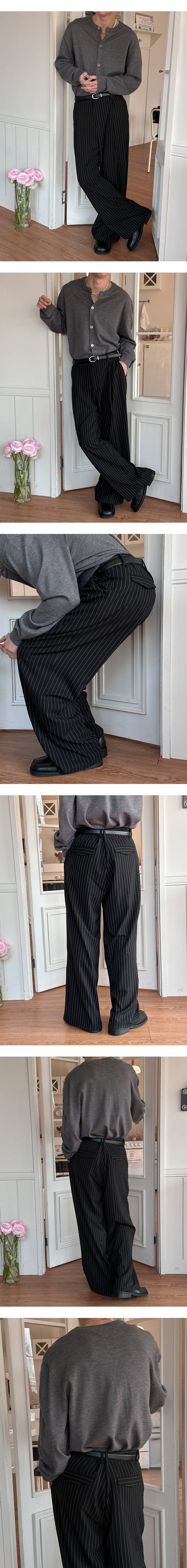  [S/S] Low stripe wide slacks(3color)