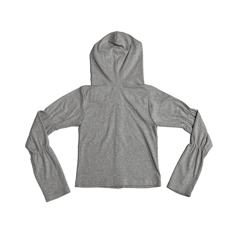 Shirring hood cardigan