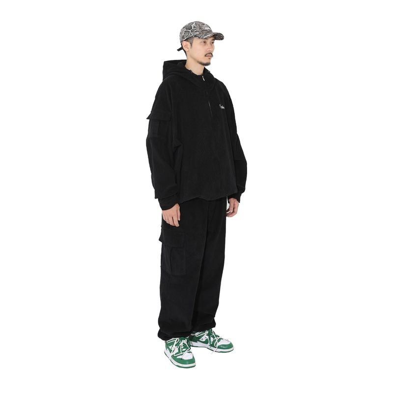 CORDUROY CARGO WIDE PANTS BLACK