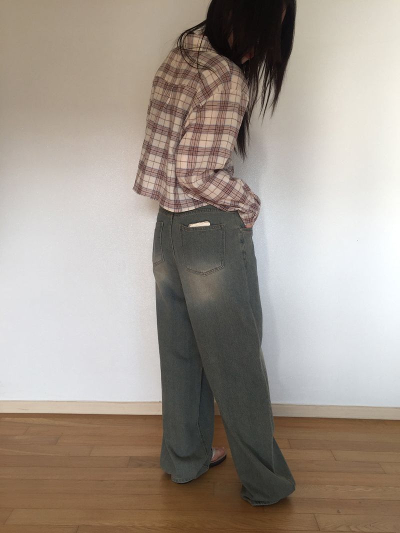 Check crop shirt (2 colors)