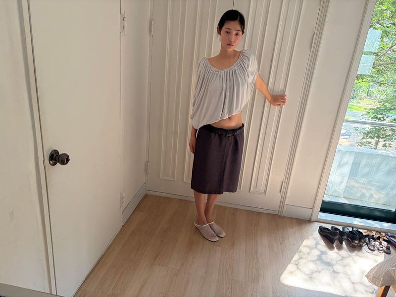 gathered drape top