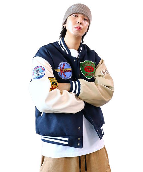 Oversized Varsity Jacket with Patches