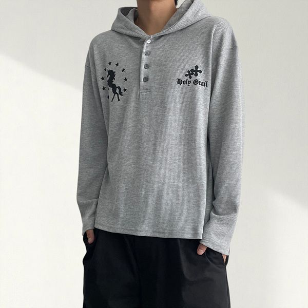 Lito Horse Waffle Snap Hoodie (3 colors)