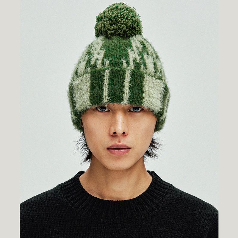 navajo pattern beanie green