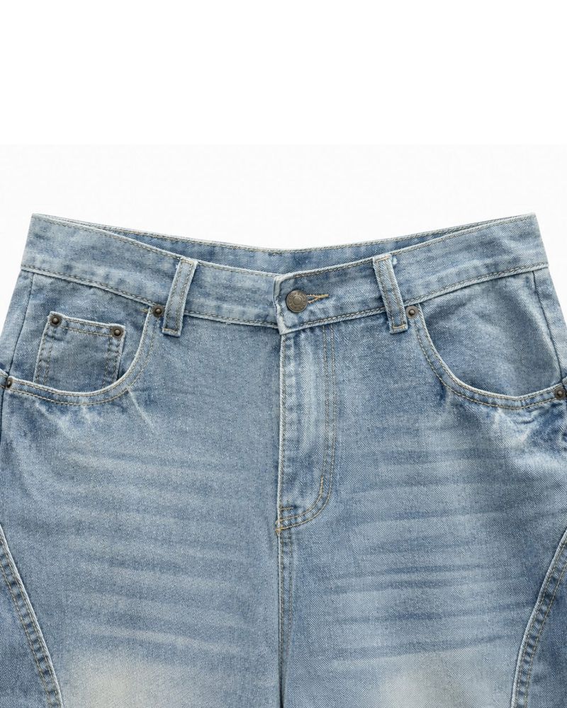 Rond Curved Washed Bermuda Denim