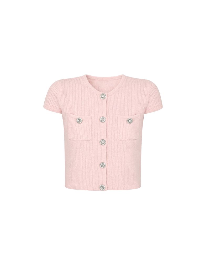 Kaley Cap Sleeve Button Summer Knit Cardigan Pink