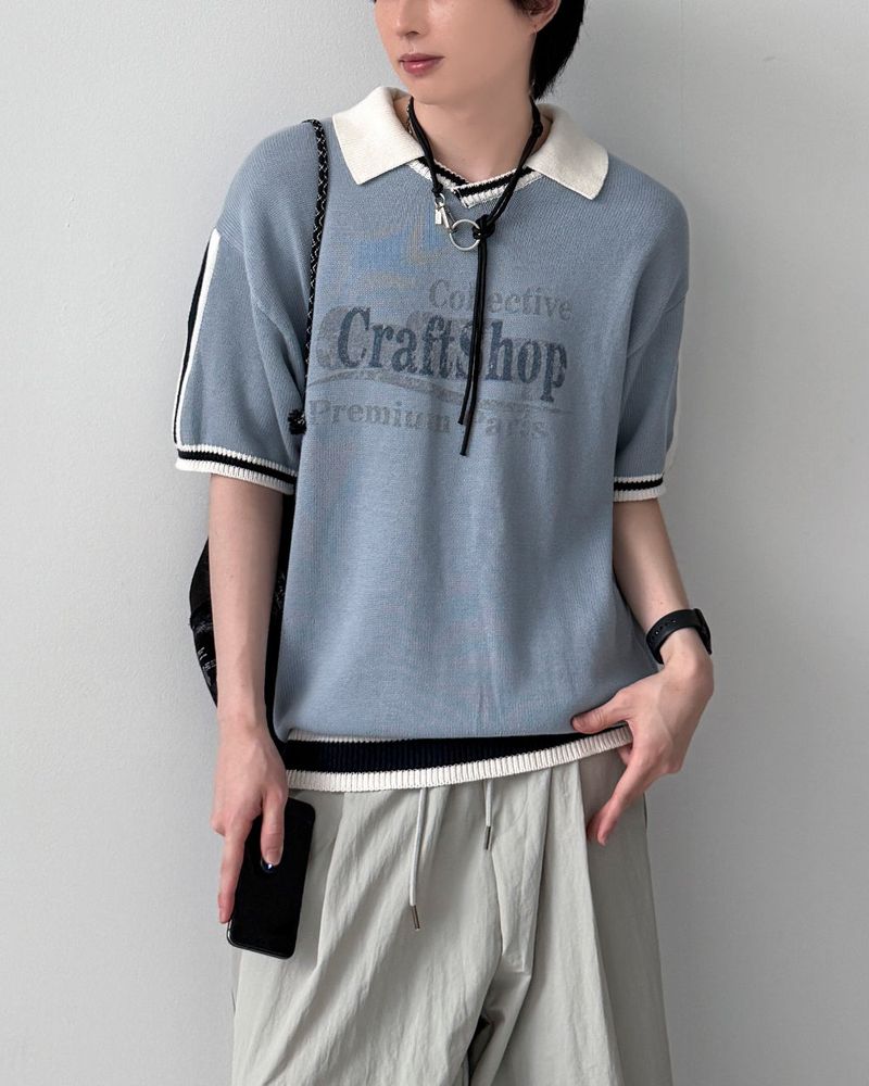 Blif Collar Half Sleeve Knit