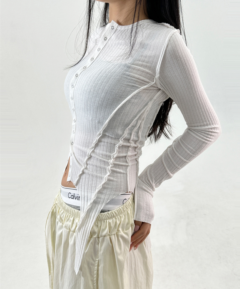 CUTTING POINT SLIM BUTTON RIBBED T-CARDIGAN 🤎 - 3 COLORS