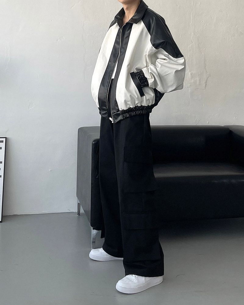 90's Coating Leather Jumper (2 colors)