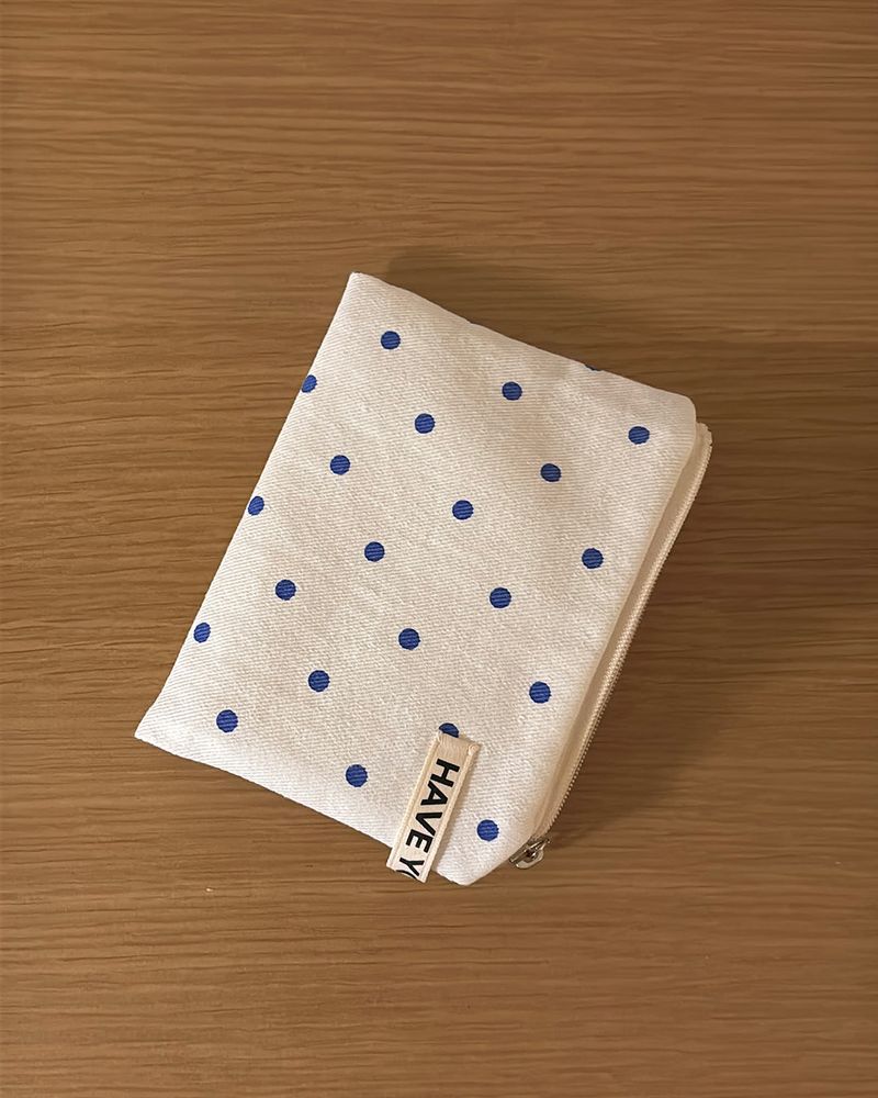 Dot flat pouch - blue , S size