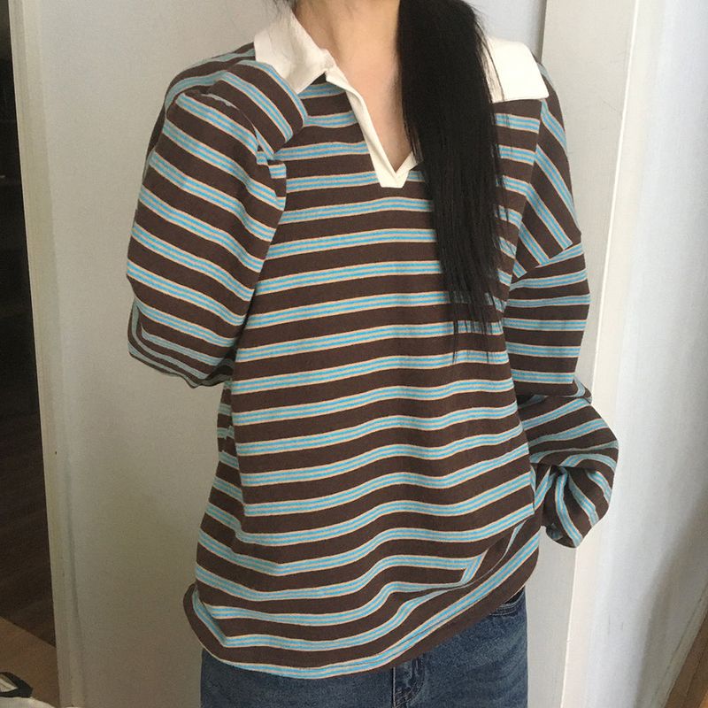 Mato Napping Stripe PK collar Sweatshirt