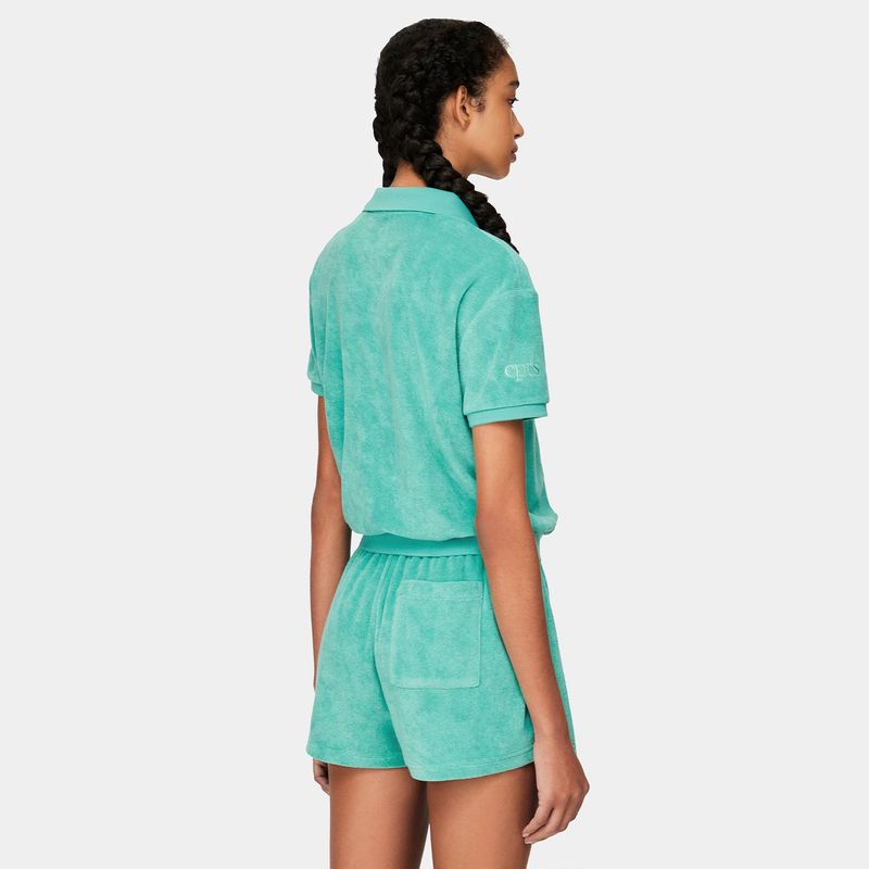 LIGHT TERRY POLO SETS_TIFFANY GREEN