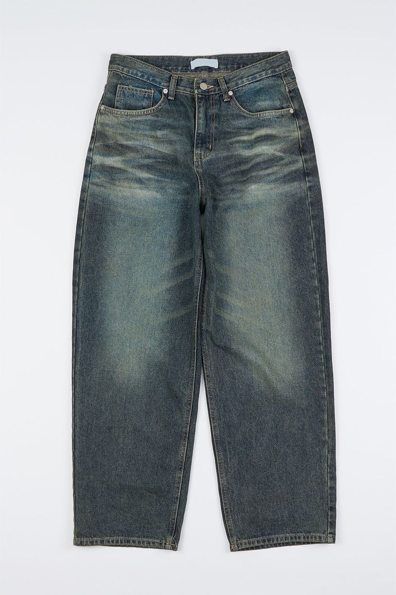 Faded relaxed embo denim pants