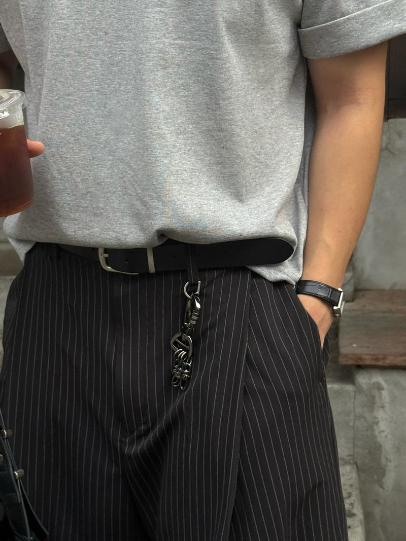 Laurent keyring stripe bermuda pants