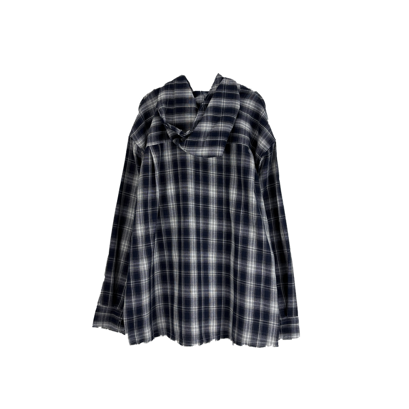vely gingham hooded shirt