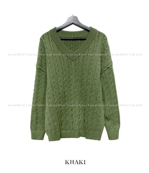 Little V-neck Cable Knit