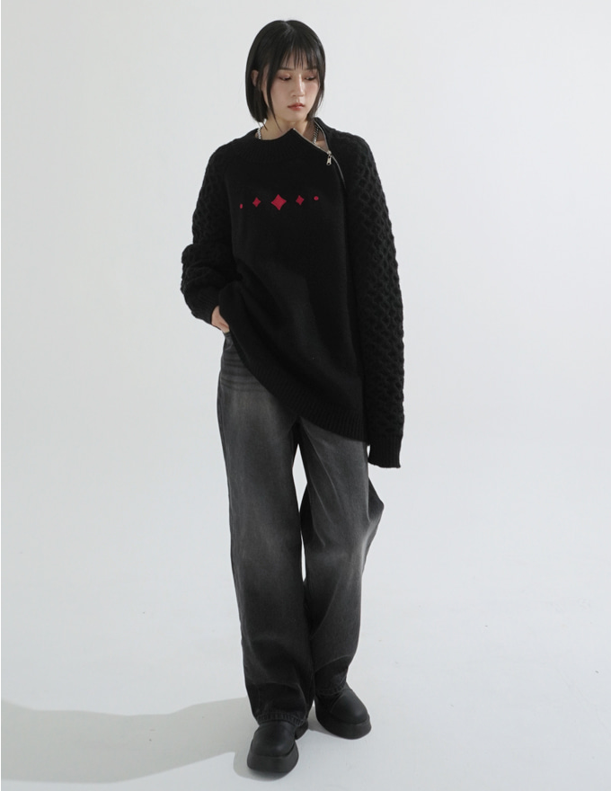 Seoungsu sand washing black denim