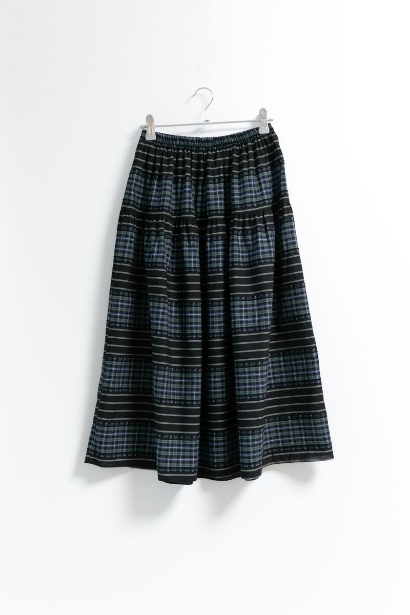 check stripe twoway cotton skirt(2colors)