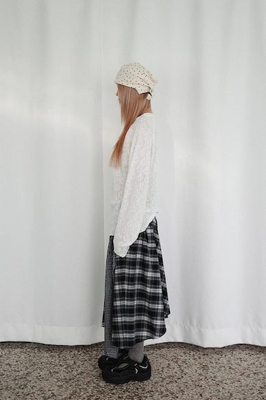 Check Tie Skirt (black)