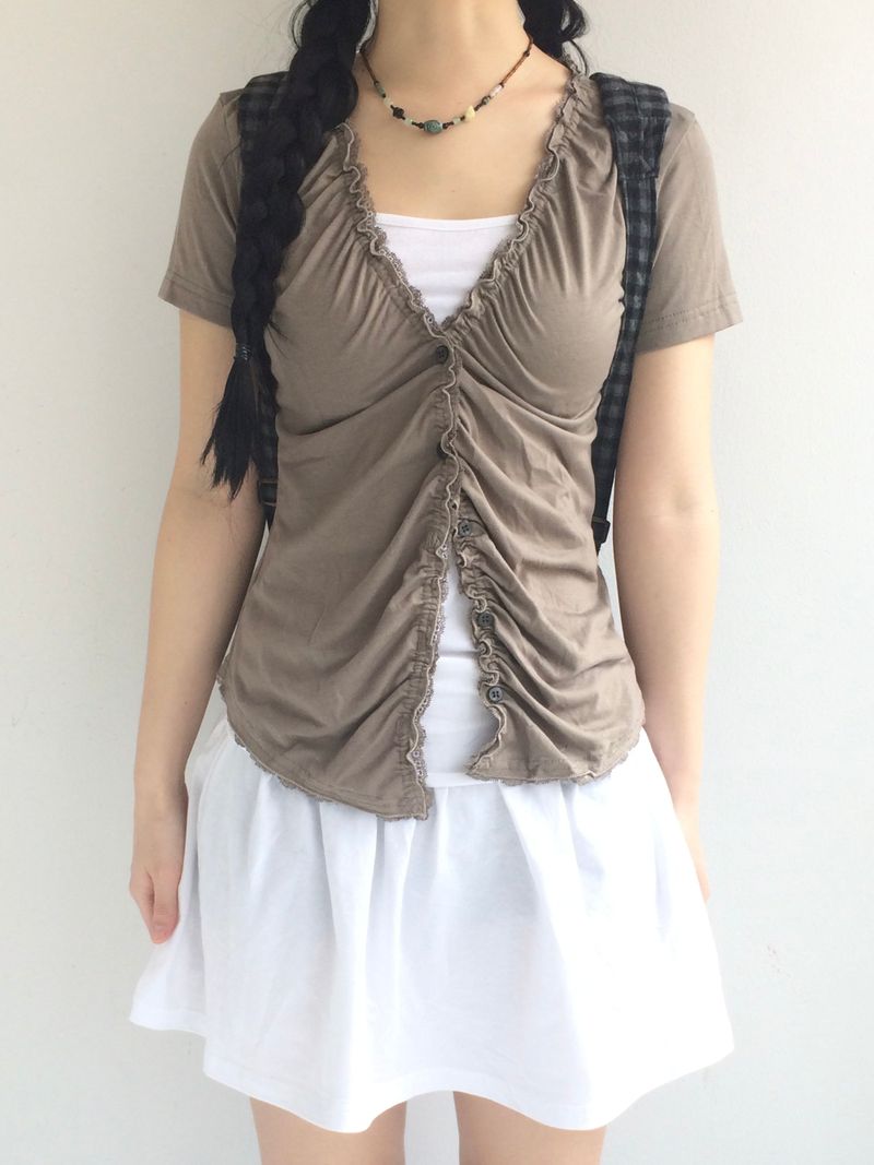 vintage shirring button t