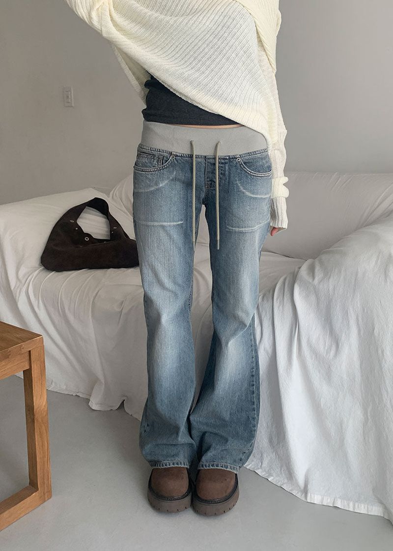 WASHING BANDING FLARE DENIM