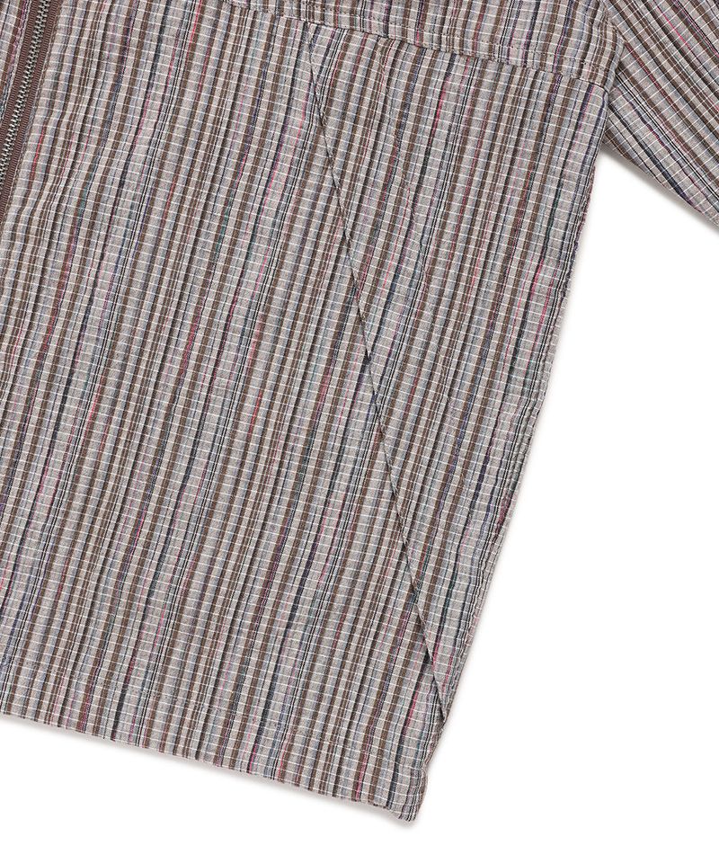 HOODED CHECK WIND BREAKER BROWN(CV2FSUB962A)