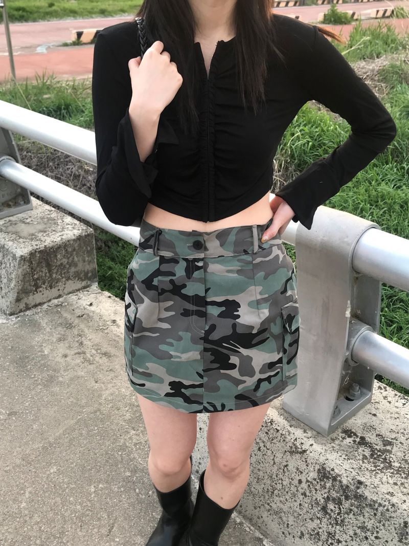 Military cargo mini skirt