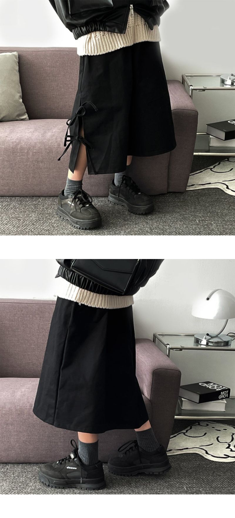 Cheta side double ribbon skirt
