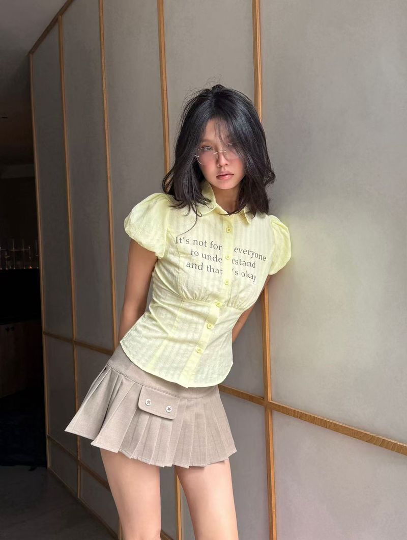 EatmePlz Pocket Low-Waisted ヴィンテージミニマリストワンピースプリーツスカート