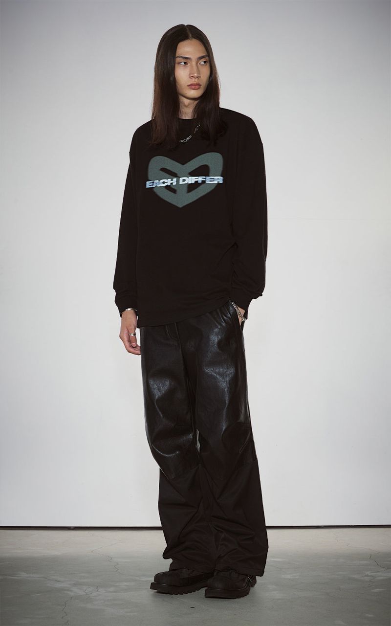 BLUR HEART LONG SLEEVE_BLACK
