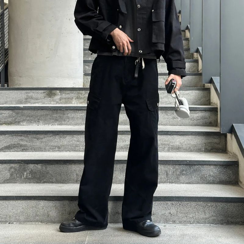 LMN Paneled Washed Cargo Wide Pants (3 colors)